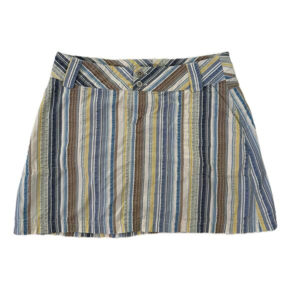 Patagonia W's Netty Pockets A-Line Skirt Striped Seersucker Blue/Cream/Green- 10 - Picture 1 of 4